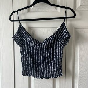 Lottie Moss striped off the shoulder top